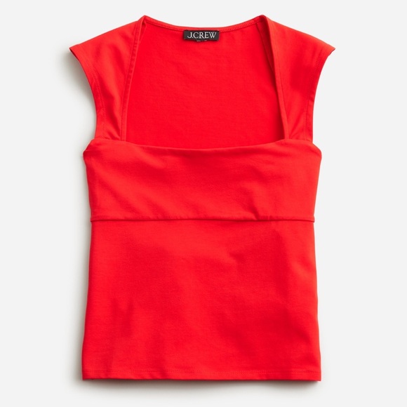 J. Crew Squareneck cap-sleeve top in stretch cotton blend - Picture 1 of 3